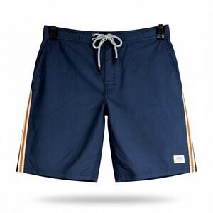 Katin Blue/Orange/White Snap Fly Drawstring Mens Boardshorts Summer 32 8" Inseam